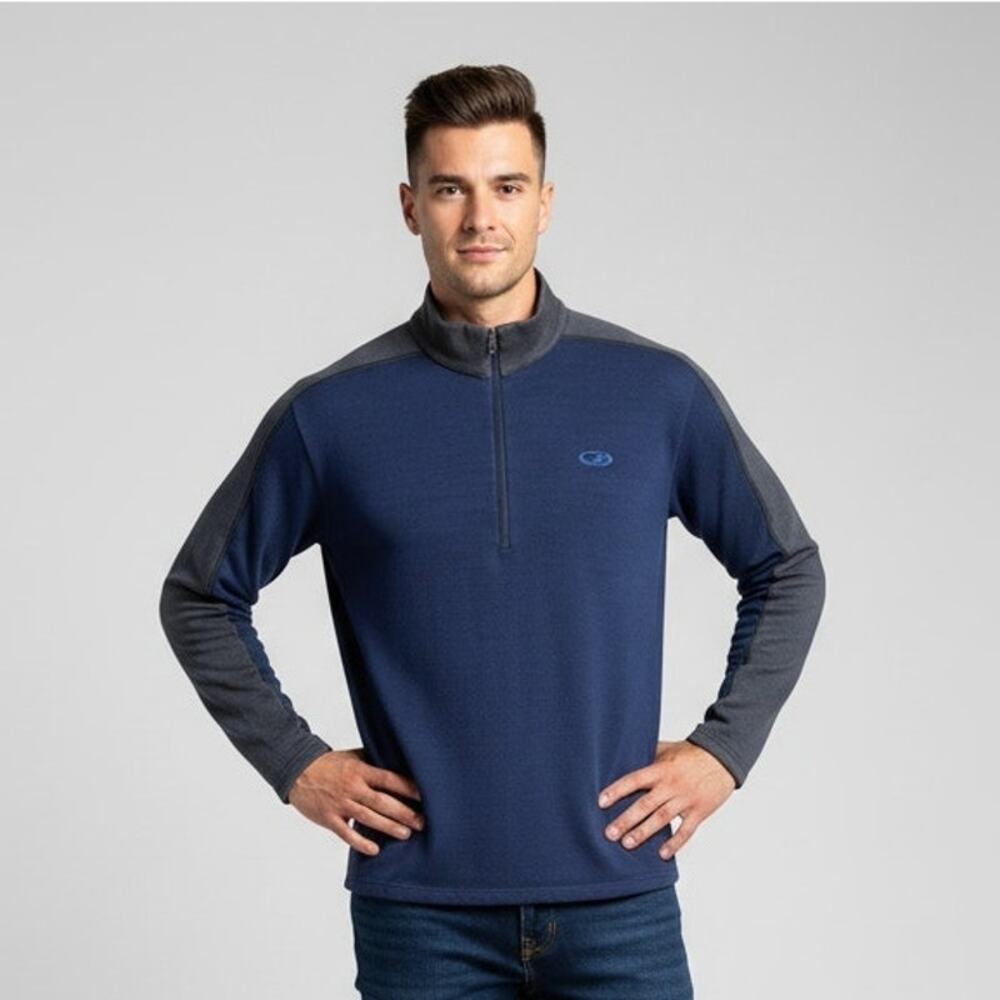 Icebreaker 320 Sport 1/4 Zip Pullover Sweater Mens XL Merino Wool Blue
